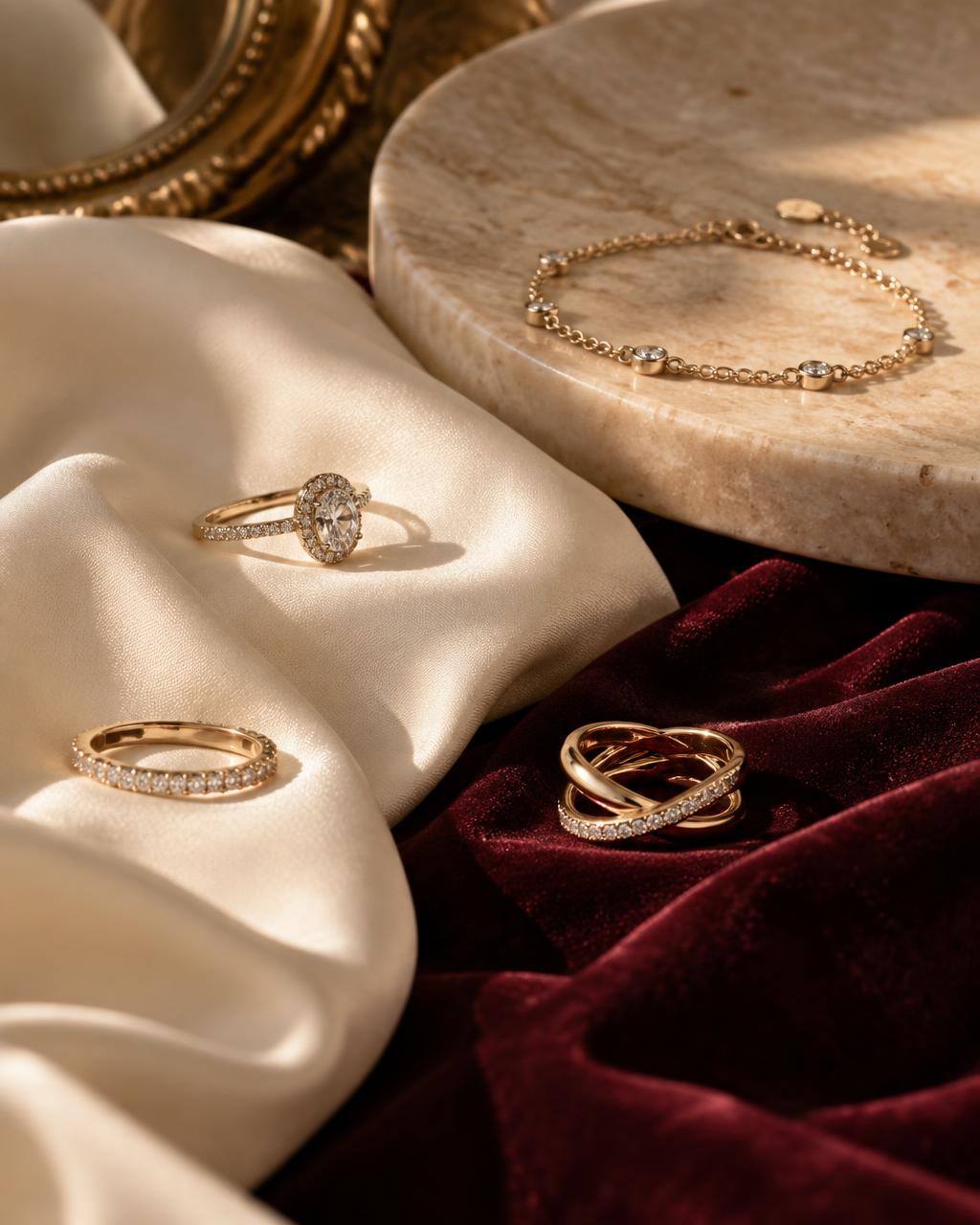 Bagues et bracelet dorés WURUS